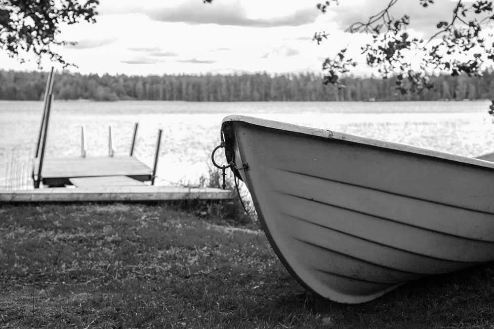 Black and white photo of a boat